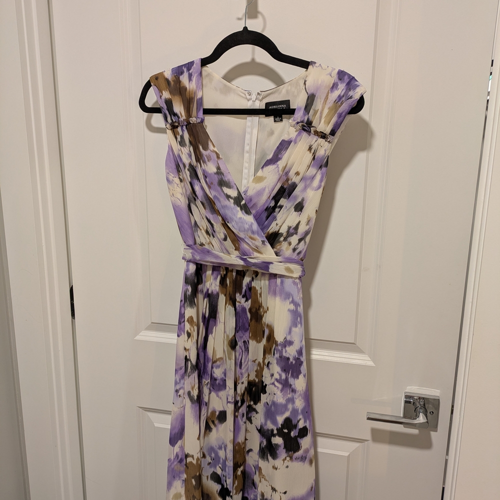 Adrianna Papell Purple and Brown Abstract Party Dress - Picture 3 of 6